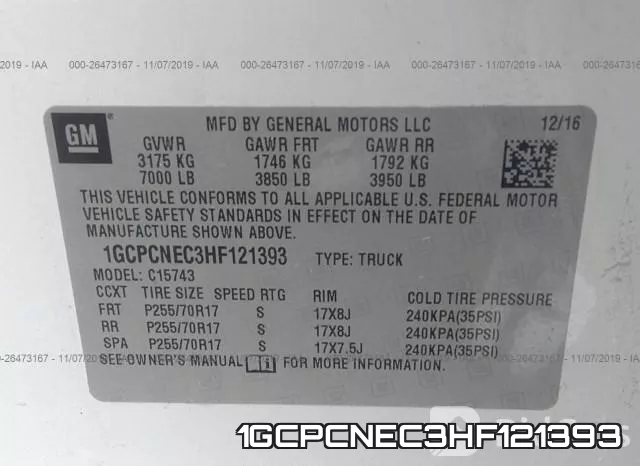 1GCPCNEC3HF121393 фото 10