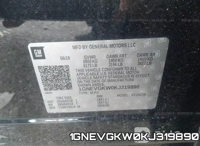 1GNEVGKW0KJ319890 фото 10