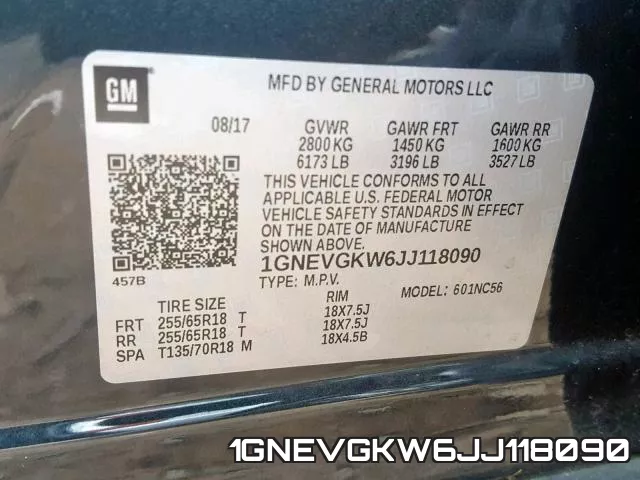 1GNEVGKW6JJ118090 фото 2