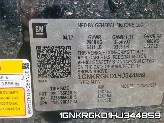 1GNKRGKD1HJ344859 фото 2