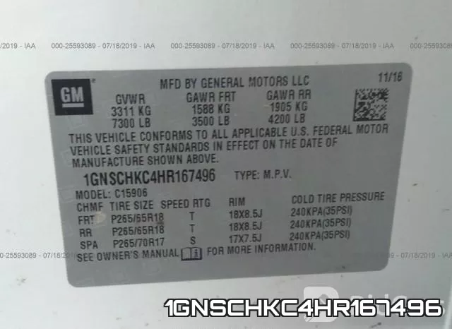 1GNSCHKC4HR167496 фото 9