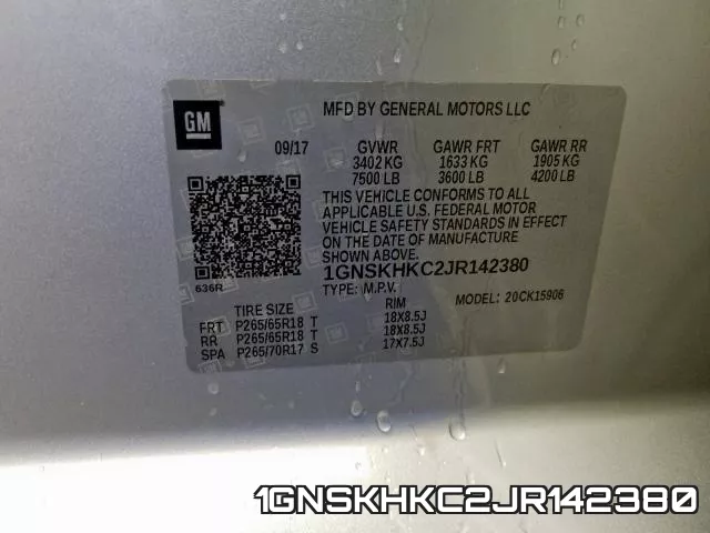 1GNSKHKC2JR142380 фото 2