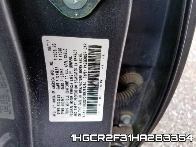 1HGCR2F31HA283354 фото 2