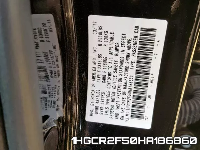 1HGCR2F50HA186860 фото 2