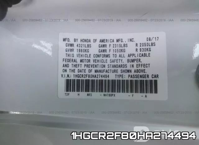 1HGCR2F80HA274494 фото 10