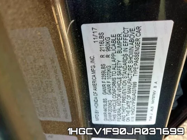 1HGCV1F90JA037699 фото 2
