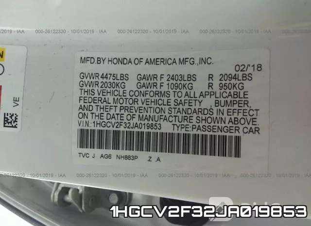 1HGCV2F32JA019853 фото 10