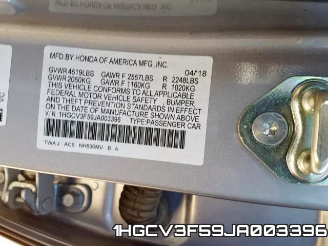 1HGCV3F59JA003396 фото 2
