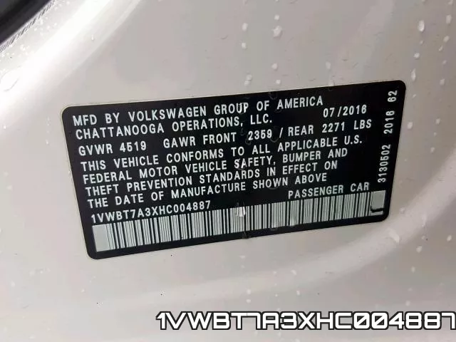 1VWBT7A3XHC004887 фото 2