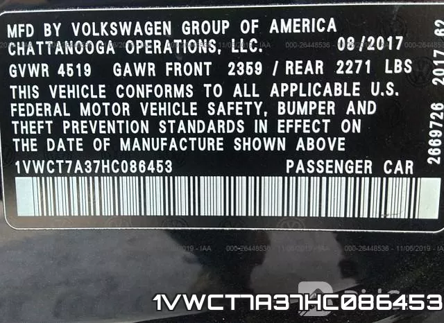 1VWCT7A37HC086453 фото 10