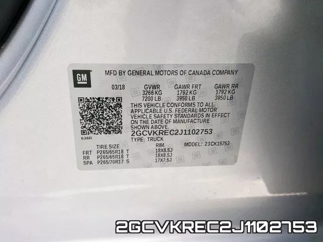 2GCVKREC2J1102753 фото 2