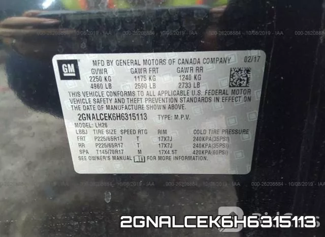 2GNALCEK6H6315113 фото 10