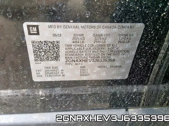 2GNAXHEV3J6335398 фото 2