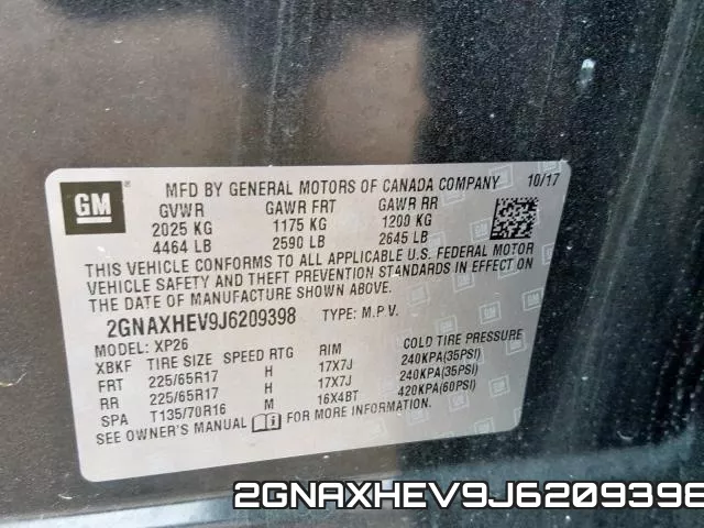 2GNAXHEV9J6209398 фото 2