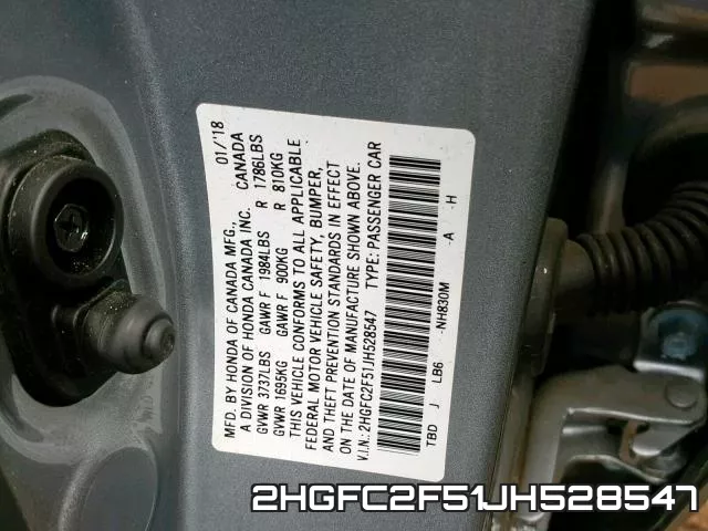 2HGFC2F51JH528547 фото 2