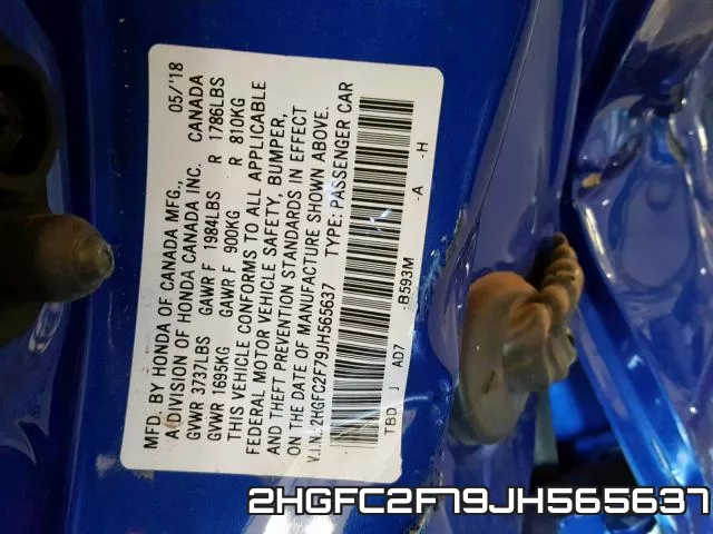 2HGFC2F79JH565637 фото 2