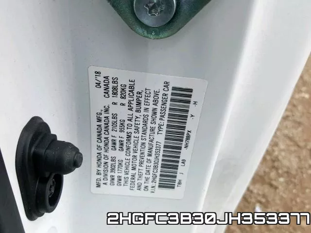 2HGFC3B30JH353377 фото 2
