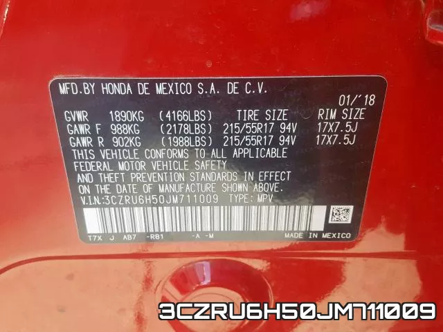 3CZRU6H50JM711009 фото 2