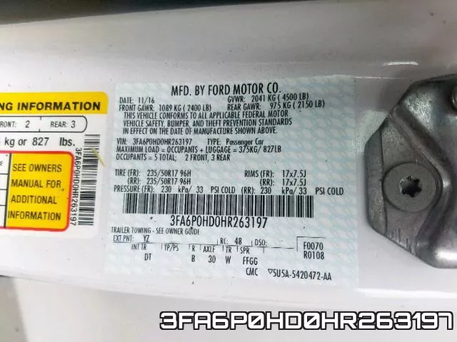 3FA6P0HD0HR263197 фото 2