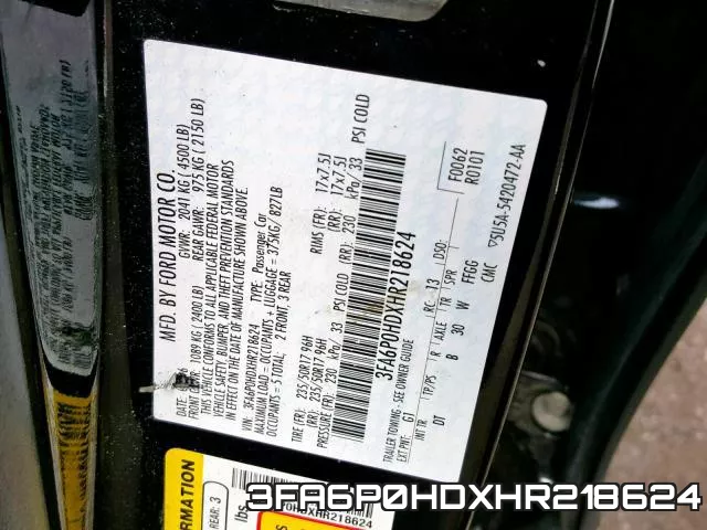 3FA6P0HDXHR218624 фото 2