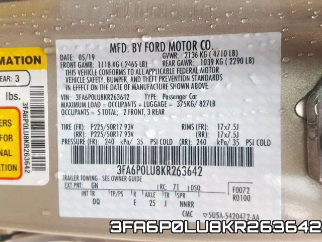 3FA6P0LU8KR263642 фото 2