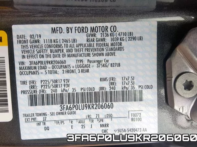 3FA6P0LU9KR206060 фото 2