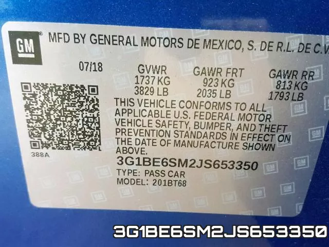 3G1BE6SM2JS653350 фото 2
