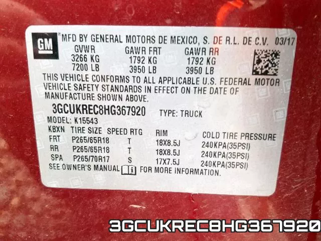 3GCUKREC8HG367920 фото 2