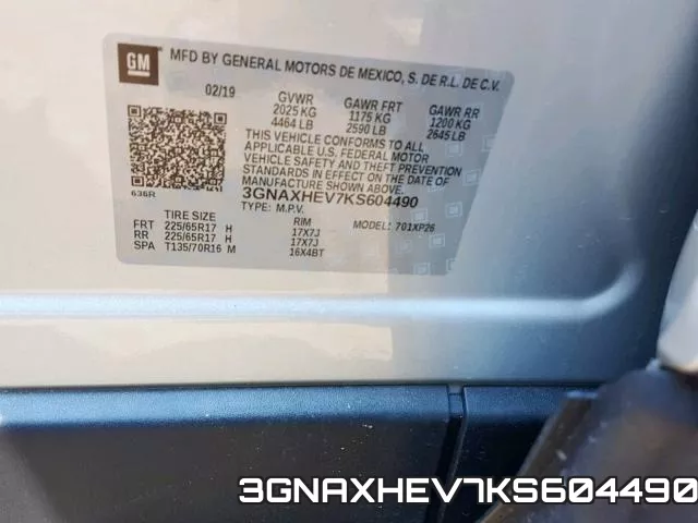 3GNAXHEV7KS604490 фото 2