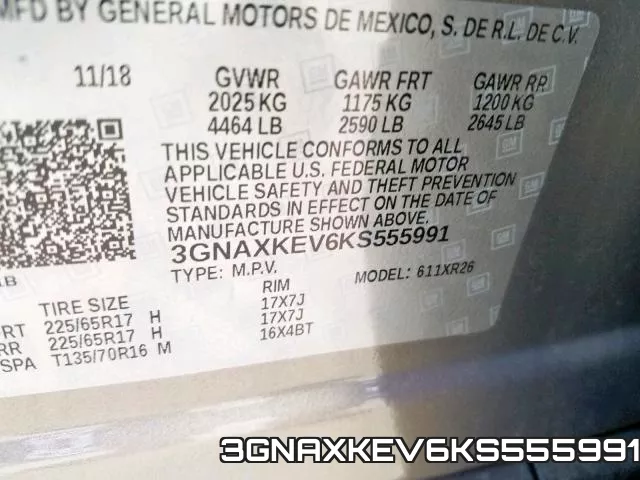 3GNAXKEV6KS555991 фото 2