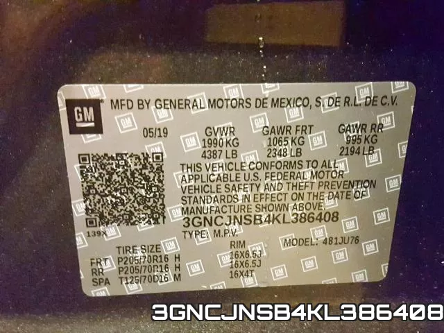 3GNCJNSB4KL386408 фото 2