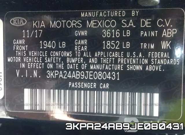 3KPA24AB9JE080431 фото 10