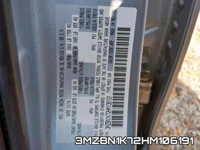 3MZBN1K72HM106191 фото 2