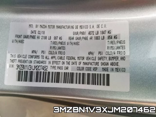 3MZBN1V3XJM207462 фото 2