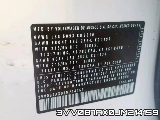3VV0B7AX0JM214159 фото 2