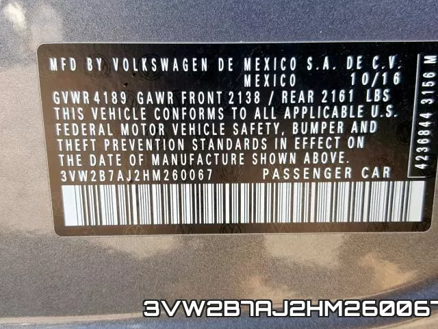 3VW2B7AJ2HM260067 фото 2