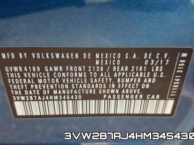 3VW2B7AJ4HM345430 фото 2