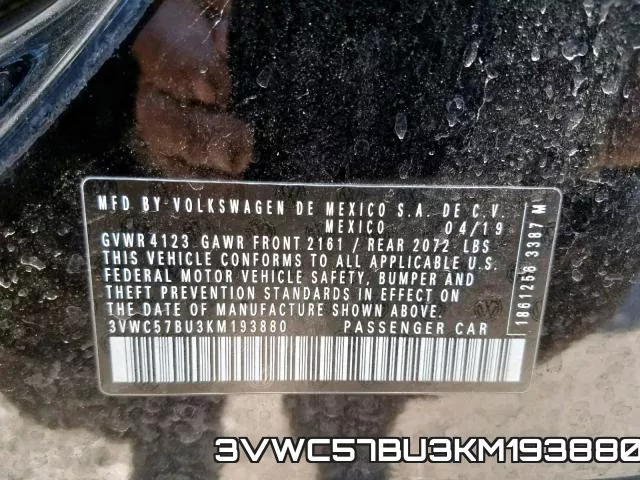 3VWC57BU3KM193880 фото 2