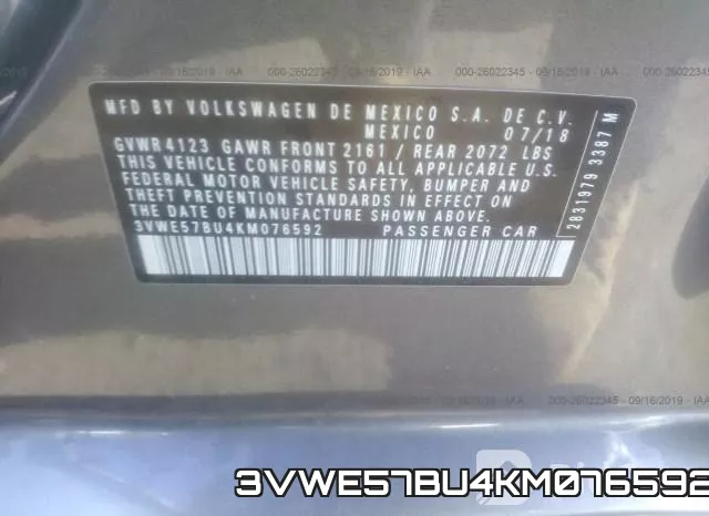 3VWE57BU4KM076592 фото 9