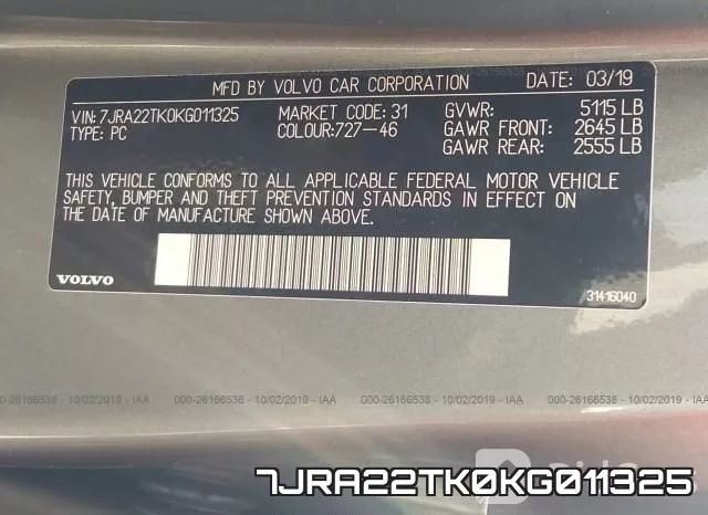 7JRA22TK0KG011325 фото 10