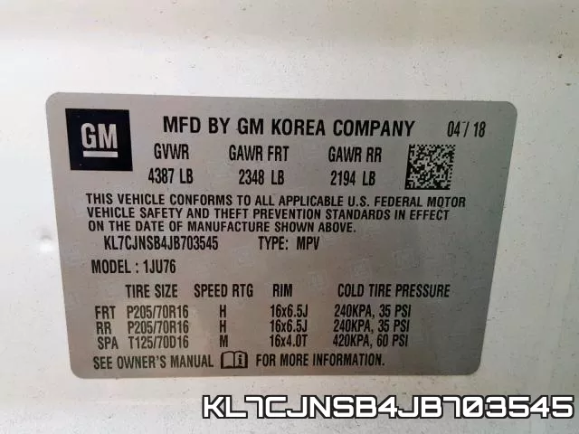 KL7CJNSB4JB703545 фото 2