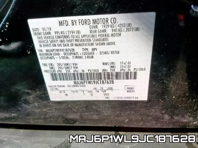 MAJ6P1WL9JC187628 фото 2