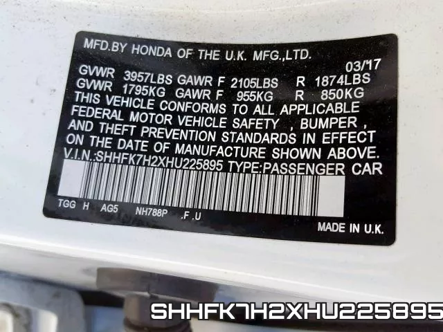 SHHFK7H2XHU225895 фото 2