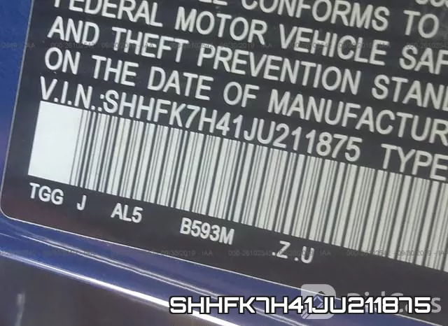 SHHFK7H41JU211875 фото 10
