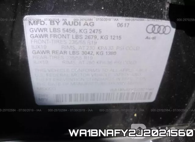 WA1BNAFY2J2021560 фото 10