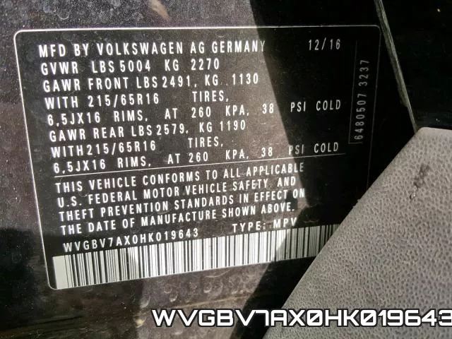WVGBV7AX0HK019643 фото 2