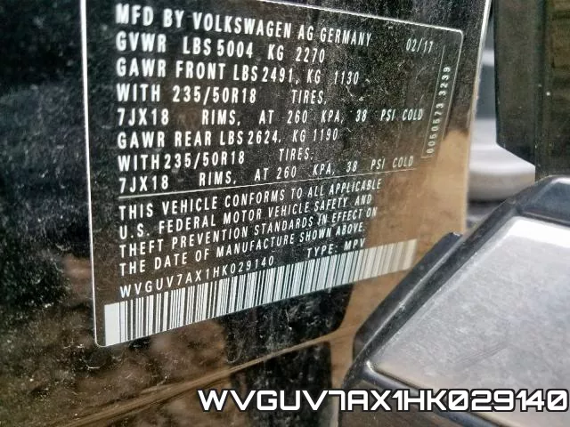 WVGUV7AX1HK029140 фото 2