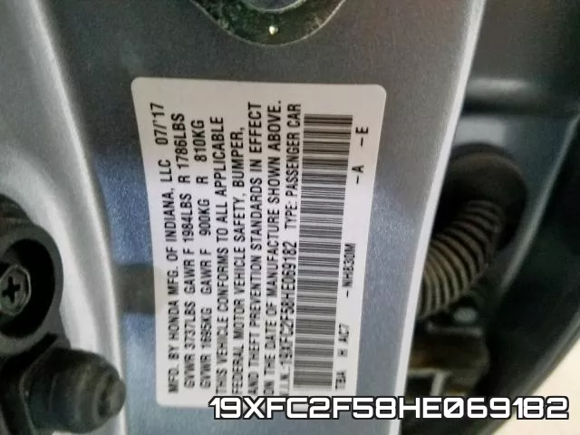 19XFC2F58HE069182 фото 2