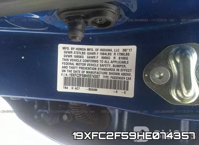 19XFC2F59HE074357 фото 10
