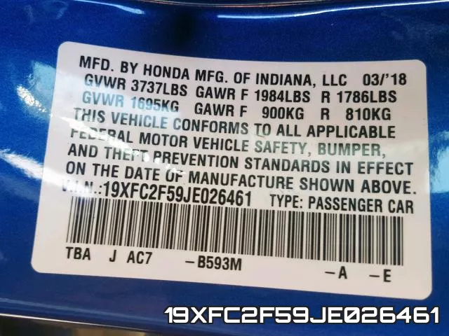 19XFC2F59JE026461 фото 2